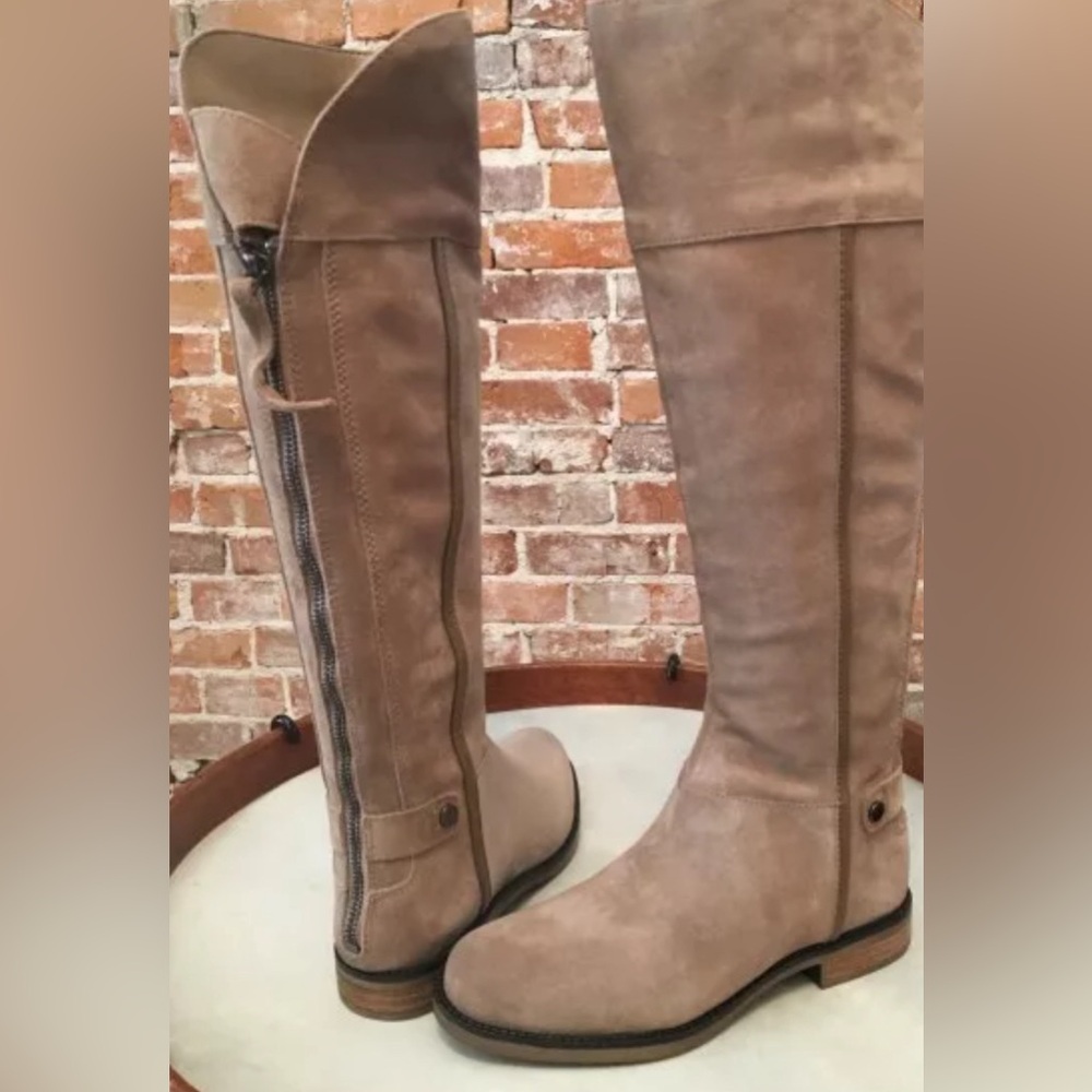 Franco Sarto Knee High Suede Boots taking👢 Mushroom 🍄‍🟫 Color 8.5 Christine